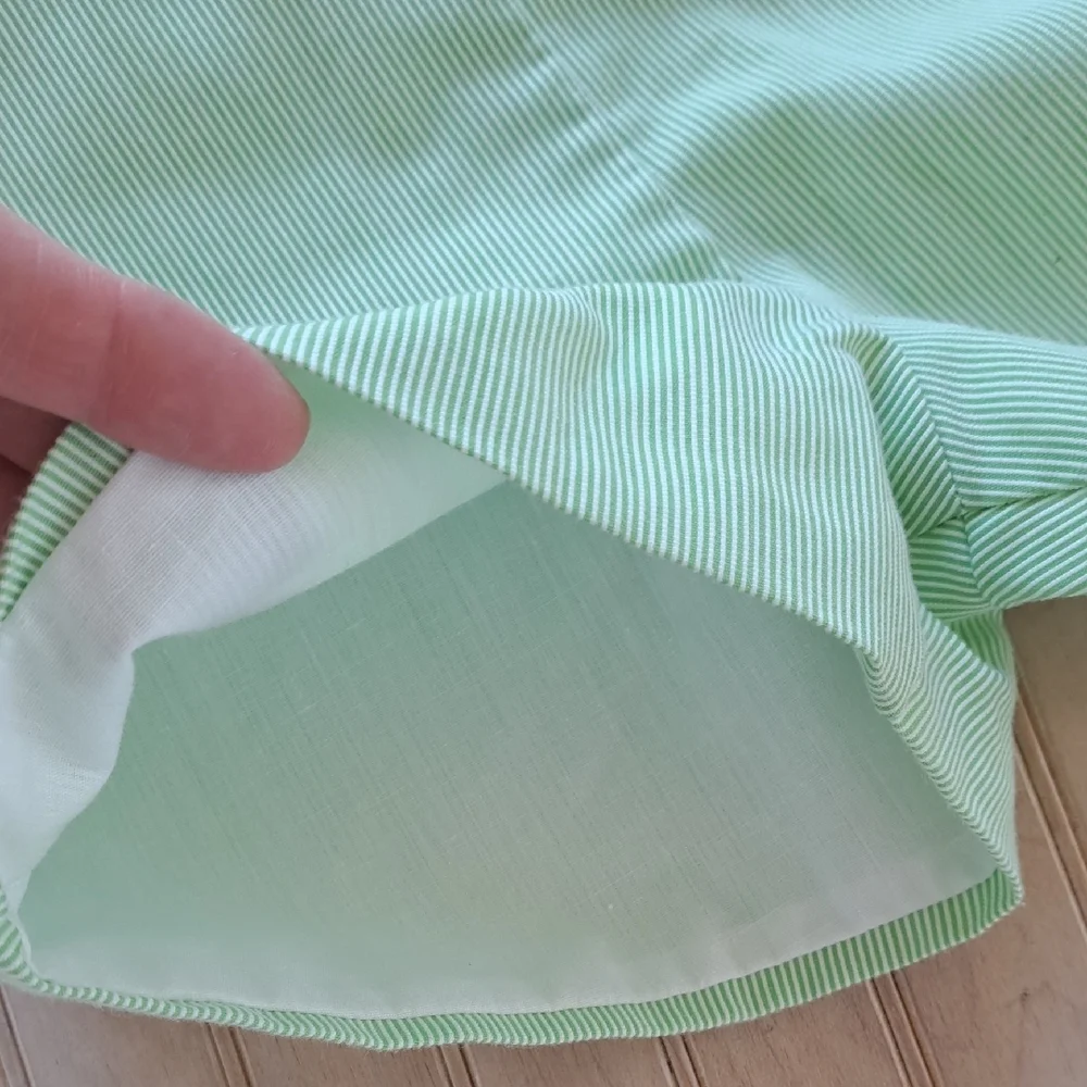 The Pond Vintage Green Pinstripes  Romper Patchwork Lamb 2 Piece Lightweight